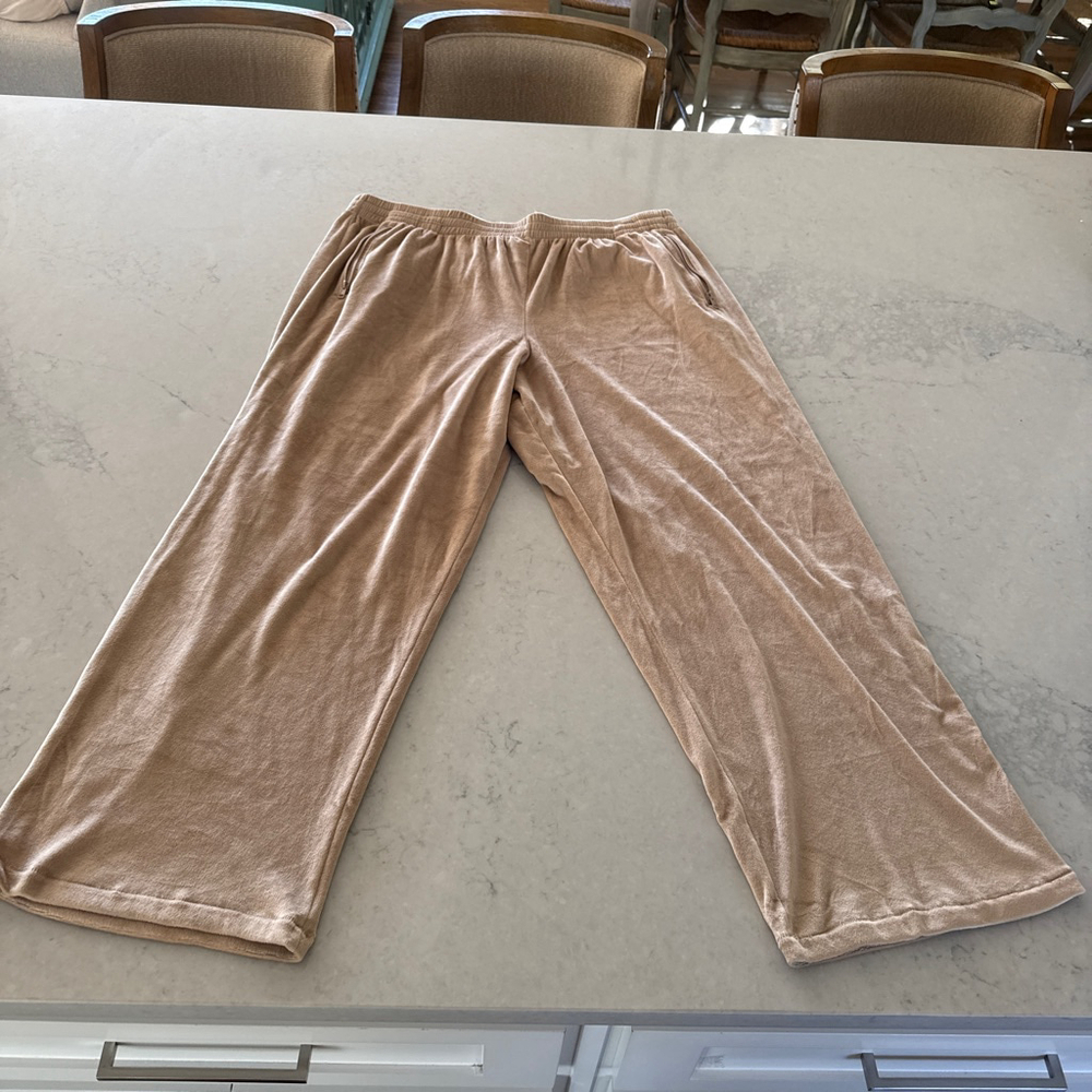 Skims Beige Velour Wide Leg Track Pants 3XL